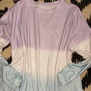 Purple white and blue ombré light weight crew neck